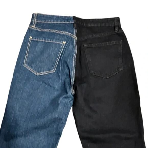 FRAME Le Jane Colour-Block StraightLeg High-Rise Stretch Denim Jeans Size27 Tall - Picture 8 of 12